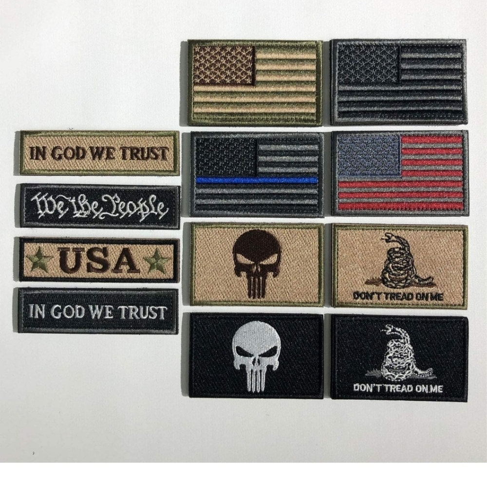 New Set of 12 military hook & loop velvro backing tactical patches 3x2